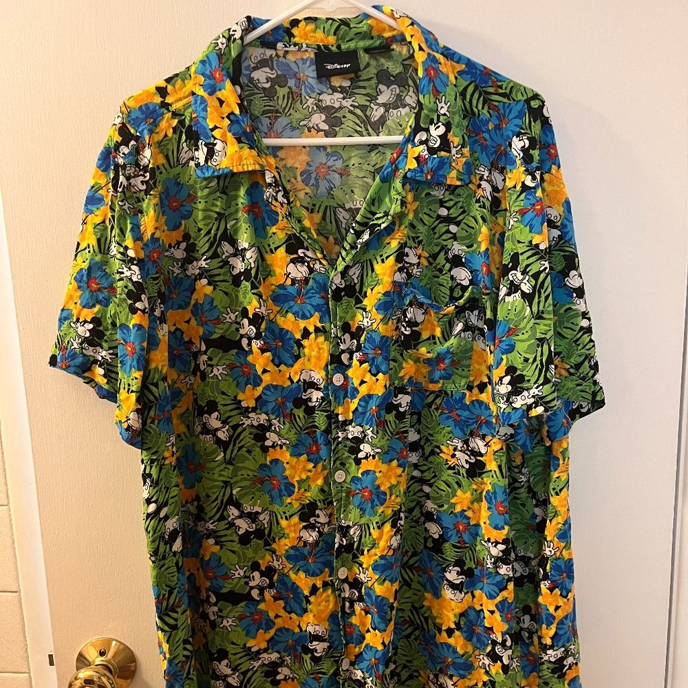 Disney Mickey Mouse In The Jungle Hawaiian Floral Print Size XXL